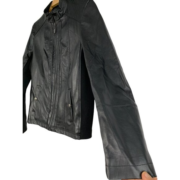 New Philosophy Faux Leather Black Moto Jacket Small - Picture 11 of 12